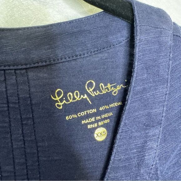 Lilly Pulitzer Amberly Pintuck Swing Long Sleeve Dress Navy XXS - Picture 3 of 6